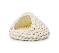 LRXFPIYF Cama para Mascotas Cueva Nido Refugio Casa con Diseño Tipo Apertura Delantera Chenilla Mullida de Textura Adecuada para, Blanco Leche, Diámetro Base 50cm 1.5kg