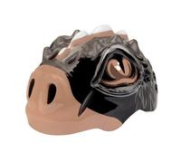 LRXFPIYF Casco Dinosaurio para Niños Brillante | Diseño Ventilado, Resistente a Impactos, Casco con Forma Dinosaurio, para Monopatín, Marrón Negro