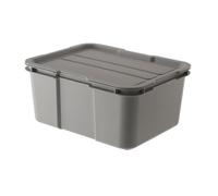LRXFPIYF Contenedor de Almacenamiento Exterior Caja Organizador Recipiente Baúl con Tapa Plástico Sólido Contenedor Estable con Tapa Ajustada Adecuado para, Gris Plateado, 32.3 25.5 14.6 9L