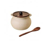 LRXFPIYF Contenedor de Manteca de Cerdo de Cerámica Tarro Bote Canister con Tapa Ajustada Cuerpo Redondo Pequeñas para Mover, Grande, 1900ML, Tarro De Manteca Con Tapa De Madera Y Cuchara De Madera