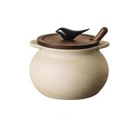 LRXFPIYF Contenedor de Manteca de Cerdo de Cerámica Tarro Bote Canister con Tapa de Madera Acabado Suave y Contenidos Cubiertos y, Grande, 1900ML, style to 3