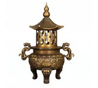 LRXFPIYF de Latón Pagoda Censer Braserillo Turíbulo con Cámara Calada de Dragón Estética Vintage Apto para Altar Oración Sala de Estar, Grande