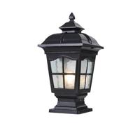 LRXFPIYF Farol de Pilar Exterior Lámpara de Poste Luz de Aplique de Jardín con Diseño Europeo en Aluminio Impermeable IP55 Vidrio Instalación Cableada Apto, Negro, Pequeño