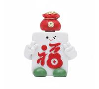 LRXFPIYF Figurita de Escritorio Mahjong Rotatoria Adorno Muñeco Miniatura con Letras Chinas en Relieve y Manual en Resina Adecuada para Oficina Coche Estantería Regalo, Fu