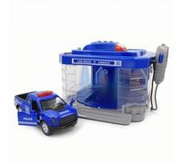 LRXFPIYF Garaje de Lavado de Coches para Niños Juego Playset Pista Vehículo Taller con Rocío Luz Sonido Controlado por Mando, Estación De Policía con Coche De Policía
