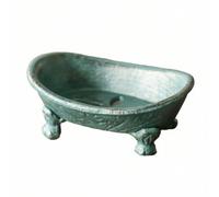LRXFPIYF Jabonera de Baño Porta Jabón Plato de Jabón Porta Pastilla Forma de Bañera con Cuenco Ovalado y en Hierro Fundido con Drenaje Tamaño Compacto Adecuada, Verde Jabón