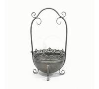 LRXFPIYF Jarrón Decorativo Exterior Macetero de Metal con Asa Arqueada Florero Cesta Hemisférica con Pies Jardinera Rústica con Detalles Enrollados Acabado, Gris Retro, Retro