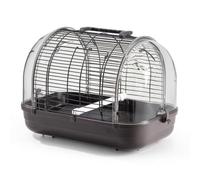 LRXFPIYF Jaula de Viaje para Pájaros Jaula Transportín Jaula Portátil Jaula de Aves con Visión Clara y Cuerpo de Alambre con Base Percha Comedero y Adecuada, Marrón Negruzco, Grande