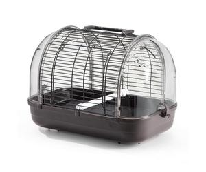 LRXFPIYF Jaula de Viaje para Pájaros Jaula Transportín Jaula Portátil Jaula de Aves con Visión Clara y Cuerpo de Alambre con Base Percha Comedero y Adecuada, Marrón Negruzco, Grande