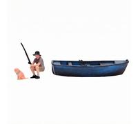 LRXFPIYF Miniatura Escena Pesca Barco Modelo Diorama Resina Pintado a Mano con Detalle Realista Adecuado para Coleccionistas Decoración de Hogar Espacios de Oficina