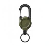 LRXFPIYF Mosquetón Retráctil Porta Llaves Tarjetero Clip con Cordón de Acero Reforzado y Resorte Interno para Tracción Fluida Adecuado para Camping Pesca Senderismo, Verde Militar