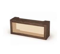 LRXFPIYF Organizador de Pared Caja para Router Gabinete para Cables Soporte para Enrutador con Tapa Abatible y Orificios en Madera de Paulownia Adecuado para, 50 13 20cm, Estilo De Ratán