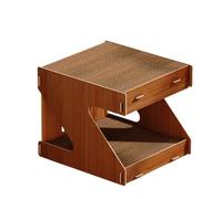LRXFPIYF Rascador para Gatos Casa Elevada de Dos Pisos Poste Refugio Cama Juego Cartón Tablero Reversible Reemplazable Compacto Estilo Madera Adecuado para