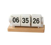 LRXFPIYF Reloj de Escritorio Reloj de Mesa Reloj de Flip Reloj de Número con Estilo Mecánico Limpio en PVC y Madera Visualización para Rutinas Adecuado para Alumnos Oficinas Decoración, Blanco