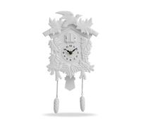 LRXFPIYF Reloj Decorativo Infantil Reloj de Pared Reloj Reloj Colgante Estilo Rústico con Canto Horario y Oscilante Diseño de con Relieves 3D Movimiento, White