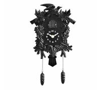 LRXFPIYF Reloj Decorativo Infantil Reloj de Pared Reloj Reloj Colgante Estilo Rústico con Canto Horario y Oscilante Diseño de con Relieves 3D Movimiento, Black