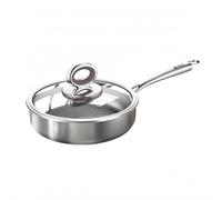 LRXFPIYF Sartén de Titanio Sartén Olla Paellera con Cuerpo Ancho y Borde Bajo para Dorar y Saltear Tapa Clara con Asa Tipo Aro Distribución de Constante Adecuada para Viviendas Pequeñas, 24 Cm