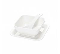 LRXFPIYF Tazón de Postre de Melamina Cuenco Plato Cuchara Conjunto para Postres y Aperitivos Acabado Moderno Alegre Resistente a Impactos Adecuado para Reuniones y Restaurantes, Blanco