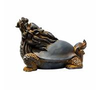 LRXFPIYF Tortuga Dragón Decorativa Estatua Figurita Adorno Mitológico Material Resina Hierro Estilo Metal Oscuro Diseño Escamado Adecuada para Escritorio, Dragón Tortuga Óxido Natural