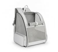 LRXFPIYF Transportín para Mascotas Mochila Portátil Bolso Carrier con Marco de Alambre Refuerzos de Fibra Paneles de Nylon Ventilados Base de Madera Correas, Gris