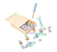 LRXIYODE 1 Juego Herramientas de Madera para Construcción DIY para Pequeños Juguete Educativo de Autoconstrucción para Aprendizaje y Desarrollo de Habilidades