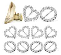 LRXIYODE 10 piezas Hebillas de Pedrería para DIY con Barra Vertical Formas Redonda y Corazón Accesorios Decorativos para Zapatos Ropa Bolsos y Tarjetas de Boda