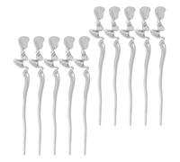 LRXIYODE 10 Piezas Palitos Chinos Cabello de Metal en Color Plata Antigua, Horquillas Geométricas Diseño Ondulado Irregular para Mujer, Accesorios para Recogidos y Peinados