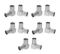 LRXIYODE 10 Unidades Adaptador Coaxial de Ángulo Recto Conector de Antena para Tv Aleación de Zinc Niquelada Extensor de Señal para Instalación Rápida y Gestión de Cables