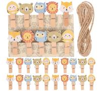 LRXIYODE 100piezas Pinzas de Madera Natural con Forma de Animales para Colgar Fotos Manualidades y Decoración Unidades Clips Originales para Álbumes y Mensajes