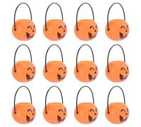 LRXIYODE 12 Cubos de Calabaza de Halloween Asa, Cubo de Plástico Naranja en Forma de Calabaza Adecuado para Trick Or Treat y Guardar Dulces