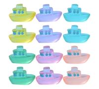 LRXIYODE 12 Piezas Mini Barcos de Resina Luminiscentes para Decoración de Jardines y Acuarios Adornos Flotantes Resistentes para Estanques y Micro Paisajes Coloridos Barcos Pequeños para