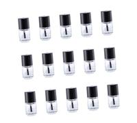 LRXIYODE 15 Piezas Botellas de Vidrio para Esmalte de Uñas Unidades Transparentes con Pincel y Tapa Redonda Resistentes y Portátiles para de Uñas
