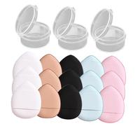 LRXIYODE 15 piezas Mini Esponjas Polvo Facial Unidades con Estuche Prácticas para Maquillaje de Mujer Polvo Suelto y Base Esponjas de Belleza para Rostro y Dedos