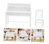 LRXIYODE 2 Juegos Miniature Dollhouse Desk and Chair with Functional Openable Drawers Detailed Study Table For Creative Role Playing Home School Travel