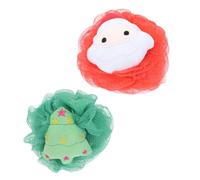 LRXIYODE 2 Piezas Bolas de Baño Suaves con Exfoliación Corporal de Unidades Diseño Navideño con Santa y Árbol Herramienta de Ducha para Uso Casa