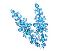 LRXIYODE 2 piezas Decoración de Zapatos con Apliques de Pedrería Azul Flores de Cristal para Coser Parches Brillantes para Vestido de Novia y Cinturón de Elegante y Ligero para Bodas y