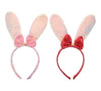 LRXIYODE 2 Piezas Diadema con Orejas de Conejo de Lentejuelas Iridiscentes para Mujer Accesorio Cosplay para Halloween Pascua Navidad y San Valentín Diseño Cómodo y Brillante para Fiestas y