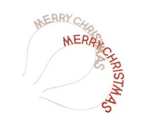 LRXIYODE 2 Piezas Diademas de Letras con Diamantes de Imitación Merry Christmas de Rojo y Rosa Dorado Accesorios Delicados para Fiesta y Festival de