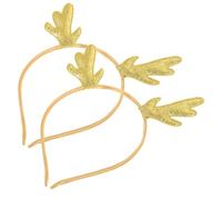LRXIYODE 2 Piezas Diademas Navideñas con Cuernos de para Niñas de Diademas Brillantes con Lentejuelas Doradas y Cinta Accesorios Duraderos para Fiestas y Celebraciones de Navidad