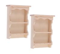 LRXIYODE 2 Piezas Miniature Wall Cabinet Solid Wood Japanese Style Rustic Hanging Storage Shelf For Dollhouse DIY Kitchen