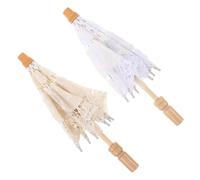 LRXIYODE 2 Piezas Parasol de Encaje Vintage para Fotografía Nupcial Mini Sombrilla Decorativa para Boda Accesorio Romántico para Sesión de Fotos y Fiesta de Té