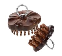 LRXIYODE 2 Piezas Peine Masajeador de Sándalo con Anillo Metálico Peine de Dientes Redondos de Madera para Masaje y Cuidado del Cabelludo para Desenredar y Gua Sha