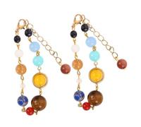 LRXIYODE 2 piezas Pulsera de Piedra Natural Ajustable con Ocho Planetas del Sistema Solar Cuentas Coloridas y Diseño de para Mujer Brazalete de Guardián Espacial Artesanal
