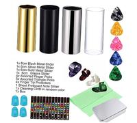 LRXIYODE 21piezas Accesorios Para Guitarra Deslizadores De Metal y Dedales De Pua y Paño De Limpieza Para Guitarra Acústica y Slide