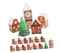 LRXIYODE 24 Piezas Cajas de Navidad con Diseño de Torre de Reloj y Casas Unidades para Dulces y Galletas Cajas de Regalo Festivas para Celebraciones y Decoración Navideña