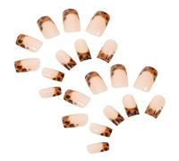 LRXIYODE 24 Piezas Uñas Postizas con Diseño Francés de Leopardo Puntas Desmontables para Manicura Profesional y Uso Doméstico Uñas Artificiales Reutilizables de Longitud Media