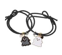 LRXIYODE 2piezas Brazaletes De Pareja Trenzados Imanes y Encantos De Corazón Fantasma Pulseras Decorativas Para Uso Diario Para Él y Ella