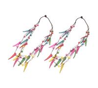 LRXIYODE 2piezas Collar De Cuentas De Madera De Collar Étnico De Babero Multicapa Flores Geométricas Joyería De Fiesta Para Mujer