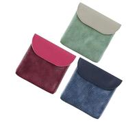 LRXIYODE 3 Piezas Bolsas Reutilizables para Período Pouch Multiusos de PU con Cierre de Botón Almacenamiento Diario para Tampones y Pequeños Objetos de Rojo Vino Matcha y Azul Tinta