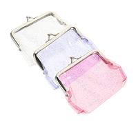 LRXIYODE 3piezas Monedero Transparente con Brillo Unidades Funda Pequeña para Monedas y Auriculares Bolsa Portátil para Cambio Colores Blanco Púrpura y Rosa Práctico y Duradero para Viajes